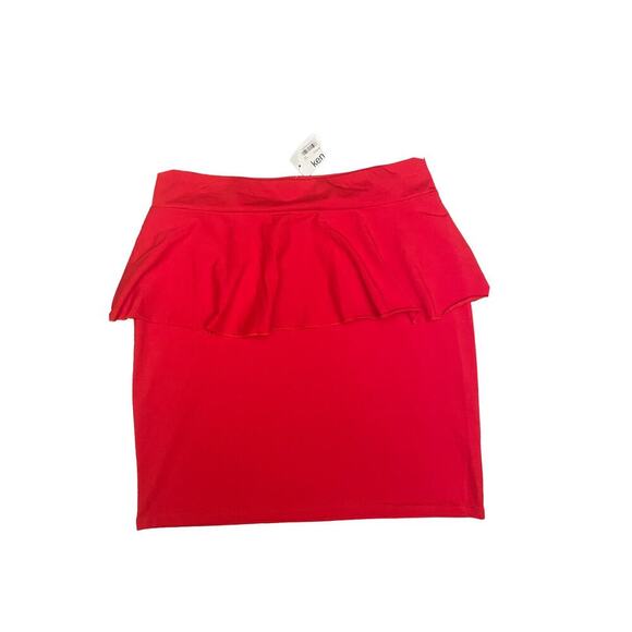 New KENSIE Skirt Womens Large Mini Red Ruffle Cotton Stretch Valentine NWT - Picture 2 of 8